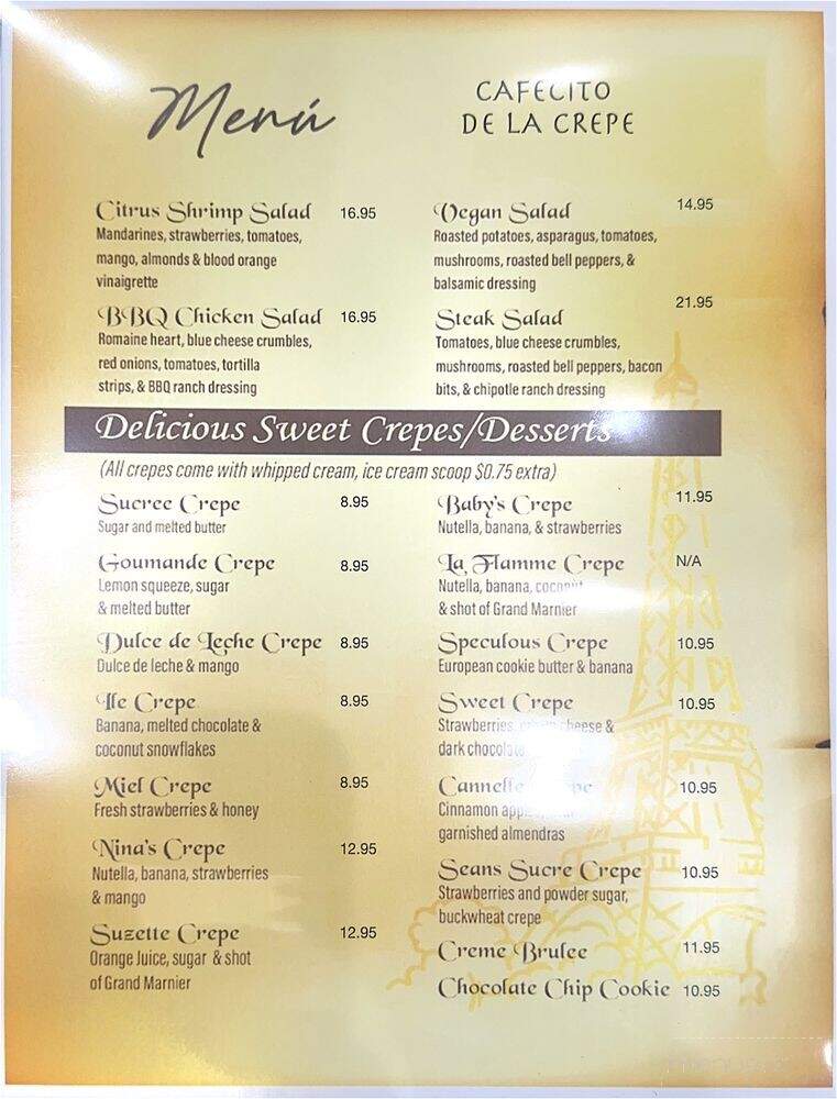 Cafecito de la Crepe - Los Angeles, CA menu_pic