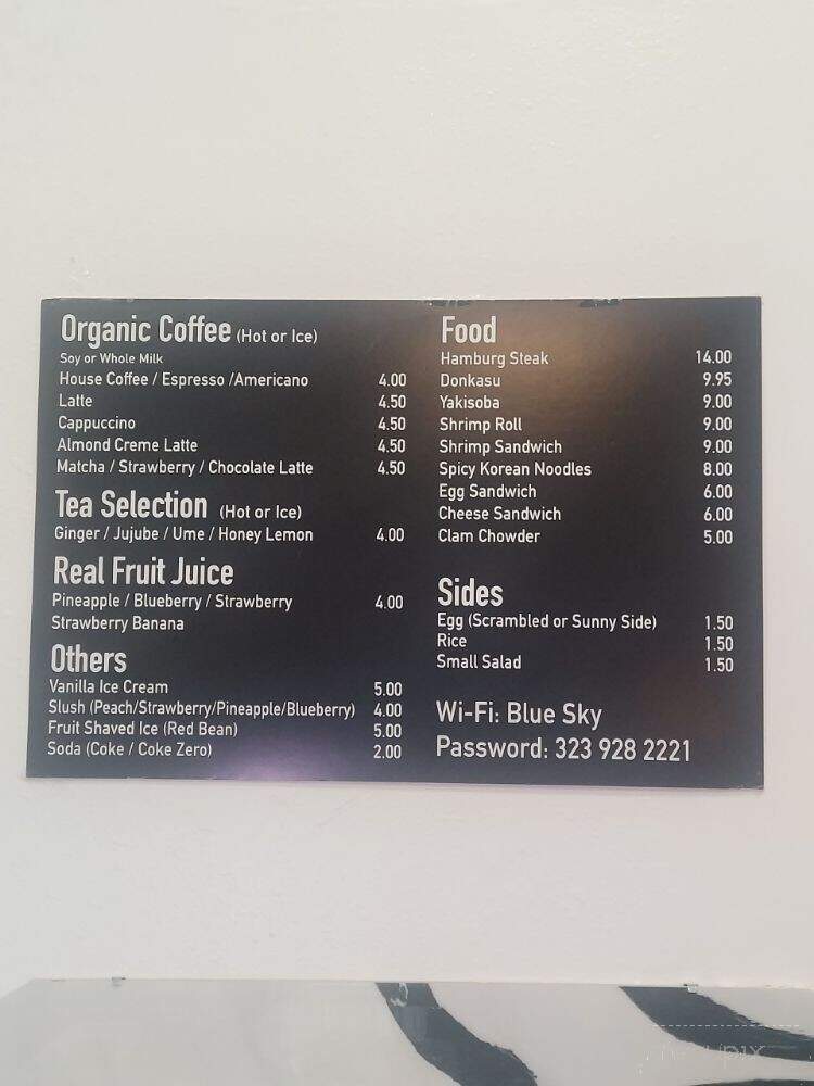 Cafe Blue Sky Blue - Los Angeles, CA menu_pic