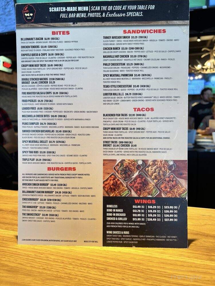 Twin Peaks - Fort Mill, SC menu_pic