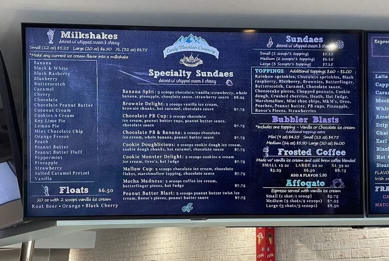 Candy Mountain Creamery - Dillsburg, PA menu_pic