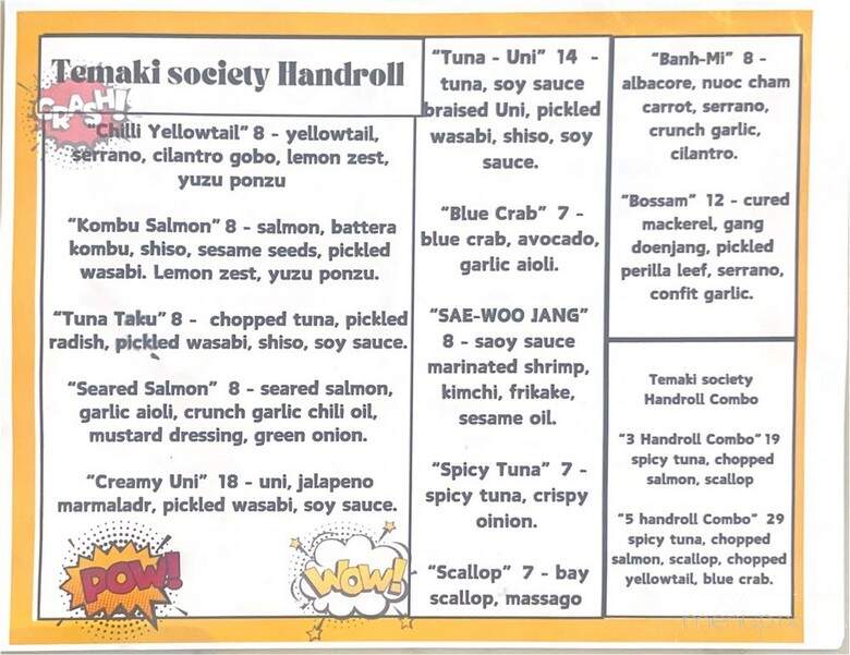 Temaki Society - Los Angeles, CA menu_pic
