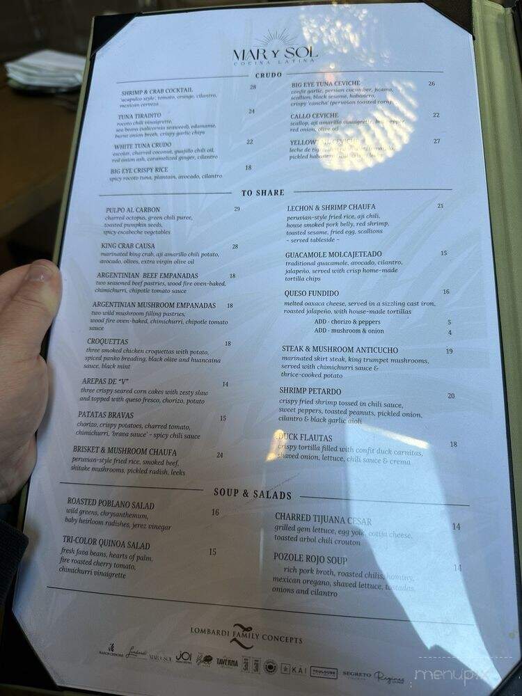 Mar Y Sol - Dallas, TX menu_pic