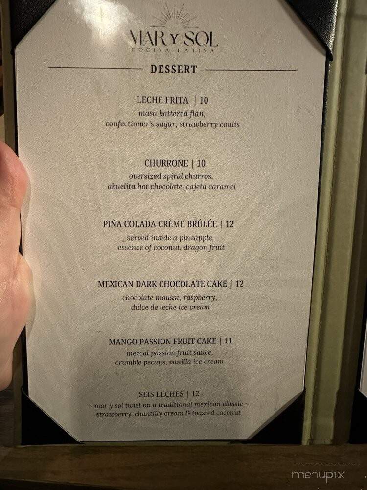 Mar Y Sol - Dallas, TX menu_pic