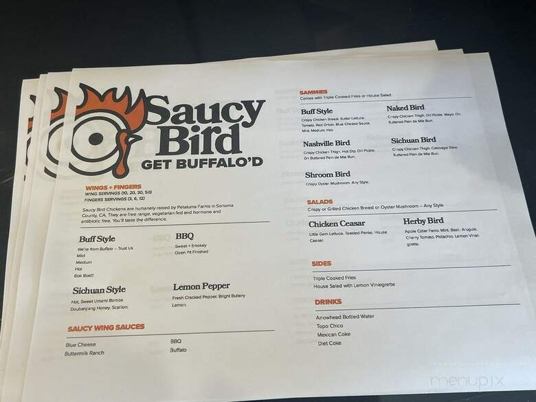 Saucy Bird - Los Angeles, CA menu_pic