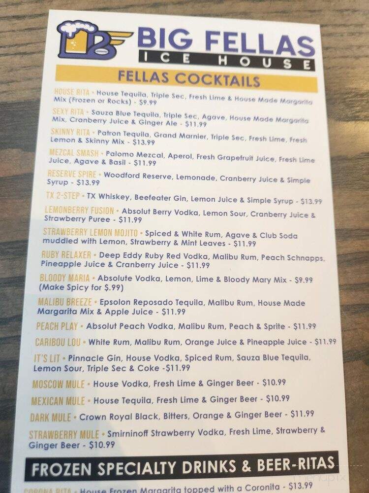 Big Fellas Ice House - Mansfield, TX menu_pic