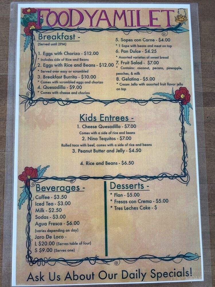 Food Yamilet - Long Beach, WA menu_pic