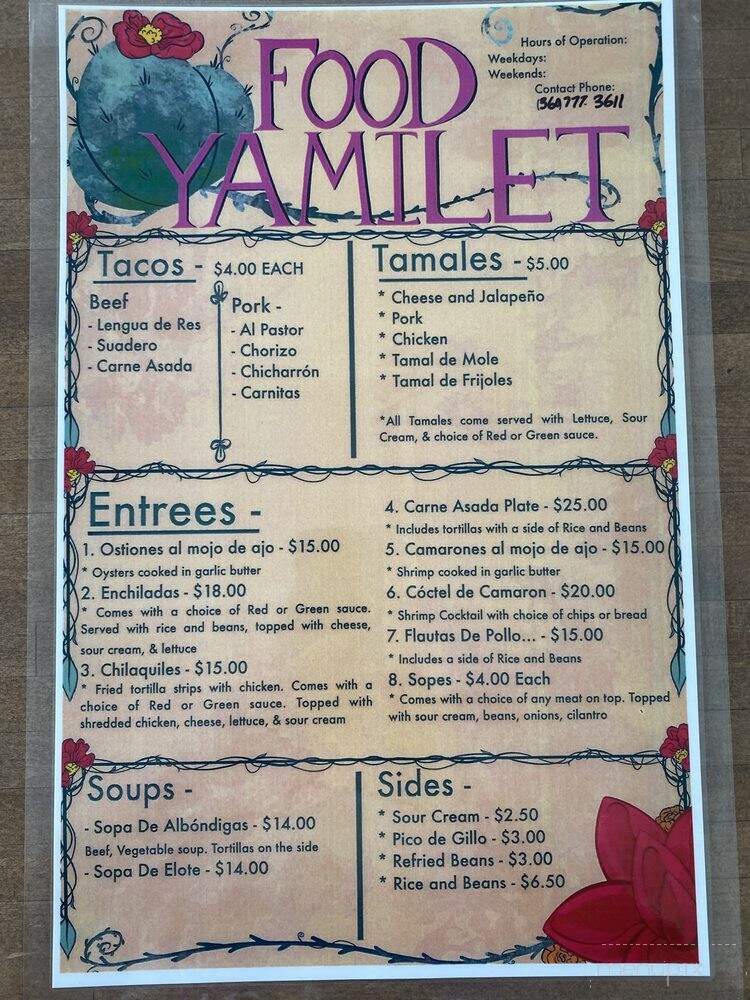 Food Yamilet - Long Beach, WA menu_pic