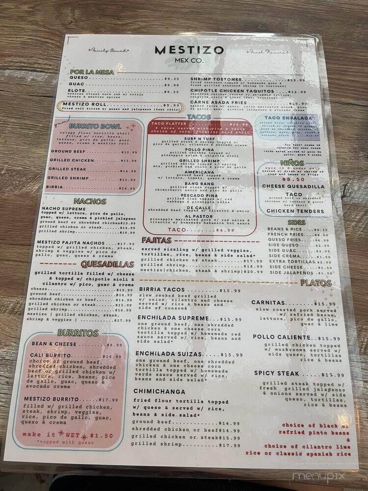 Mestizo Mex Cocina - Jacksonville, FL menu_pic