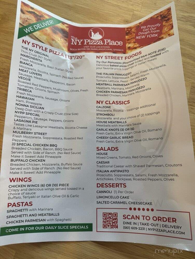The NY Pizza Place - Coral Springs, FL menu_pic