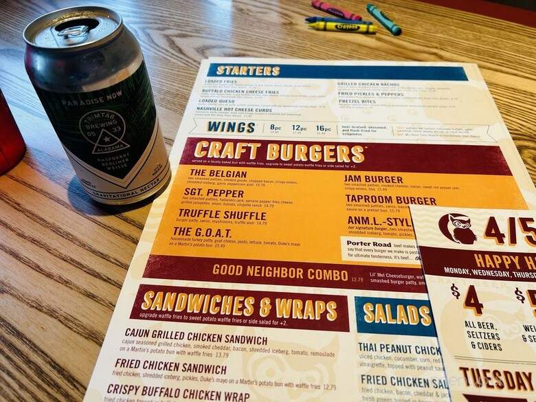 M L Rose Craft Beer & Burgers - Franklin, TN menu_pic
