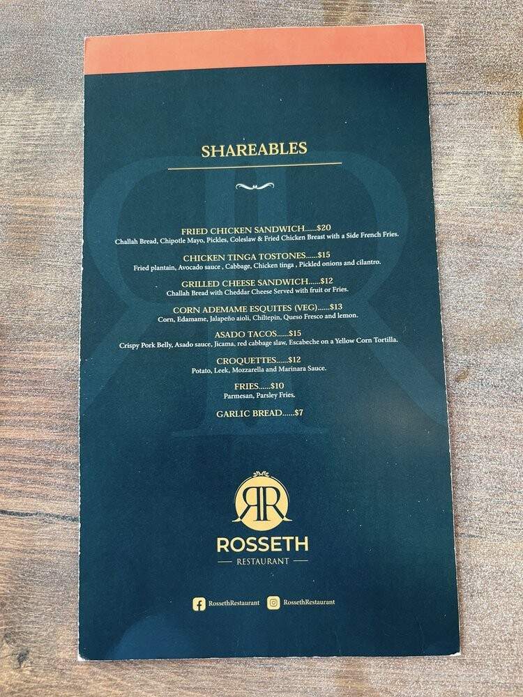 Rosseth Restaurant - Los Angeles, CA menu_pic