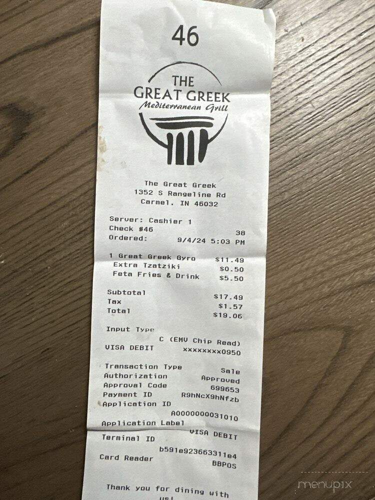 The Great Greek Mediterranean Grill - Carmel, IN menu_pic