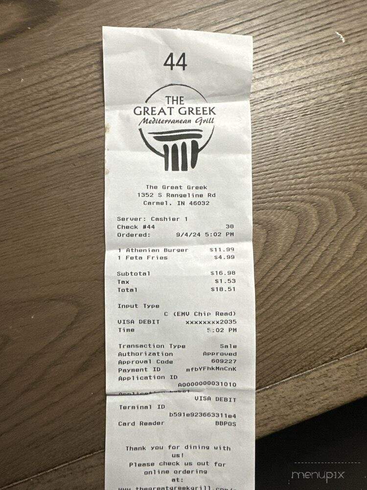 The Great Greek Mediterranean Grill - Carmel, IN menu_pic