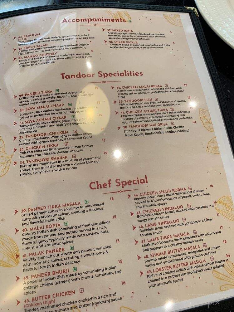 Saffron Indian Restaurant - Zionsville, IN menu_pic
