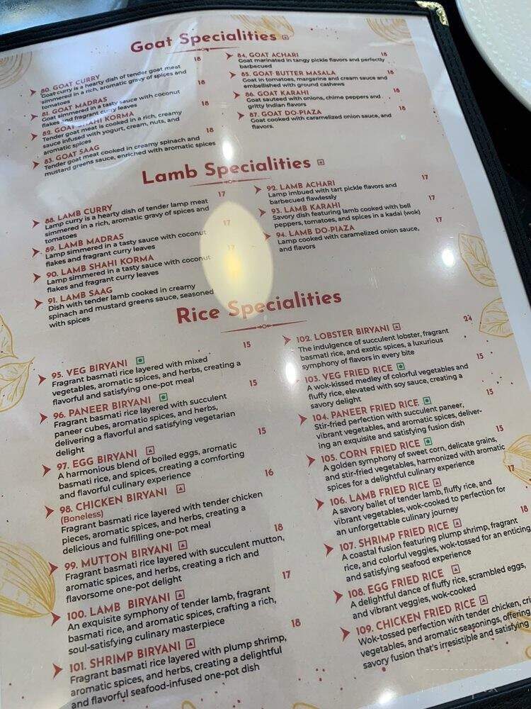Saffron Indian Restaurant - Zionsville, IN menu_pic