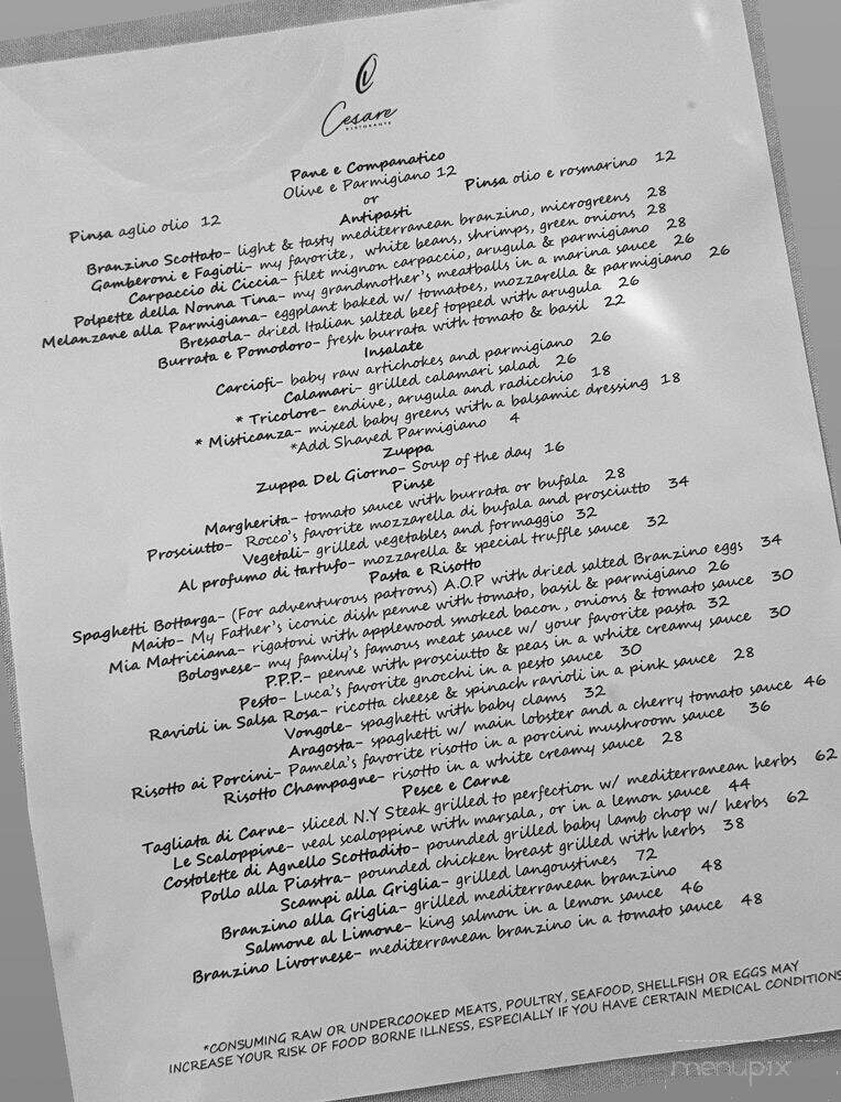 Cesare Ristorante - Los Angeles, CA menu_pic