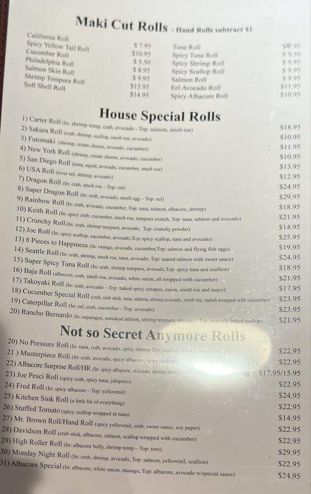 Genki Sushi - San Diego, CA menu_pic