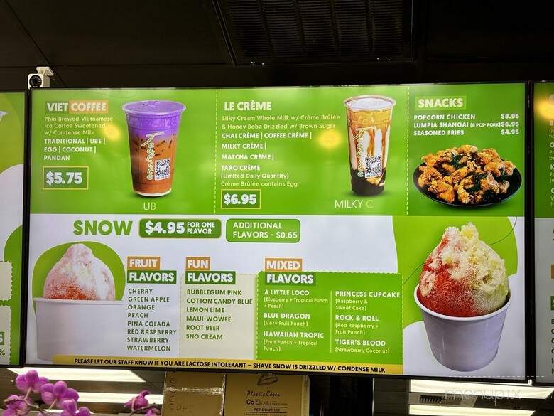 Tealite Drinks and Snow - Modesto, CA menu_pic