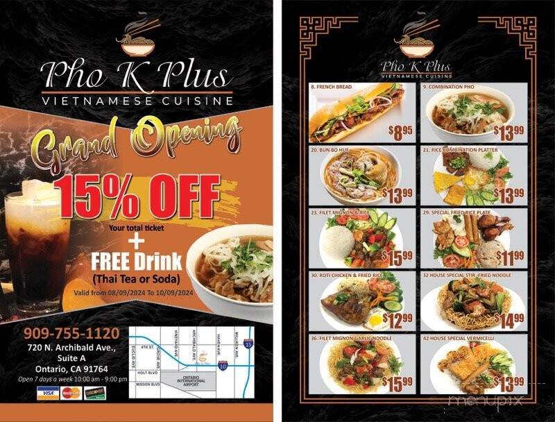 Pho K Plus - Ontario, CA menu_pic