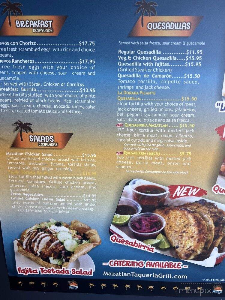 Mazatlan Taqueria and Grill - Benicia, CA menu_pic