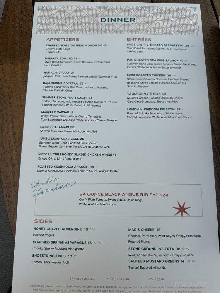 Marelle - Santa Monica, CA menu_pic