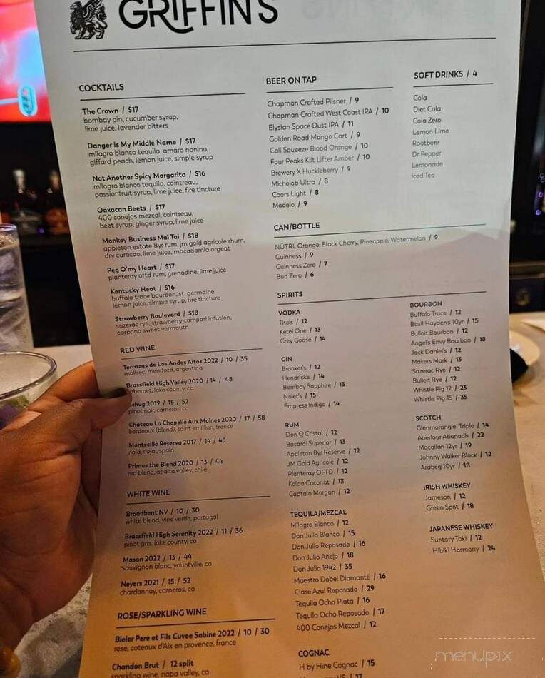 Griffin's - Brea, CA menu_pic