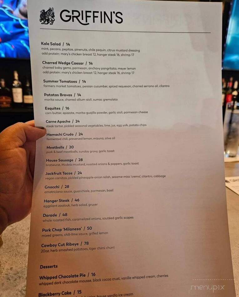 Griffin's - Brea, CA menu_pic