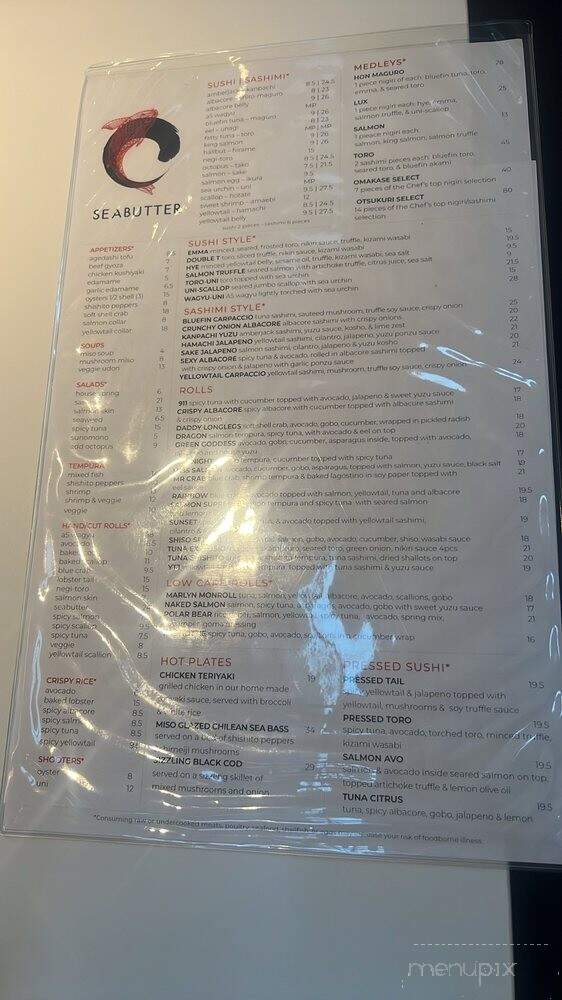 Seabutter - Glendale, CA menu_pic