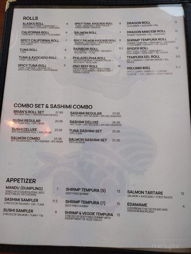 Jino Sushi - Dallastown, PA menu_pic
