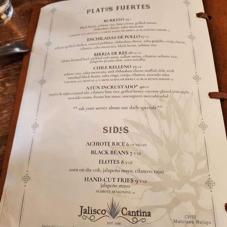 Jalisco Cantina - Carlsbad, CA menu_pic