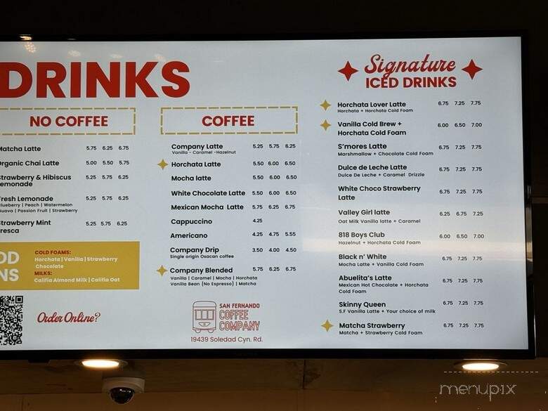 San Fernando Coffee - Santa Clarita, CA menu_pic