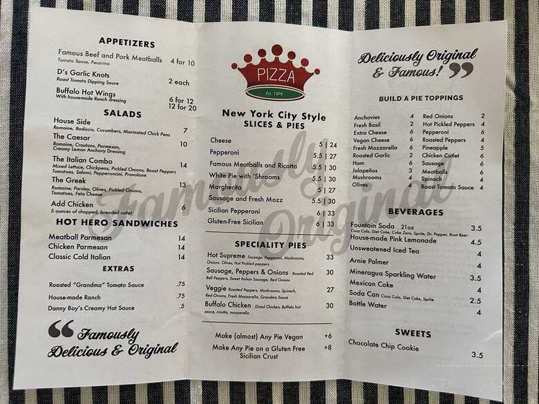 Danny Boy's Famous Original Pizza - Los Angeles, CA menu_pic