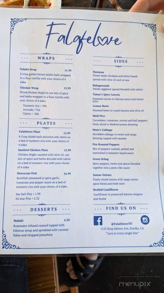 Falafelove - Eureka, CA menu_pic