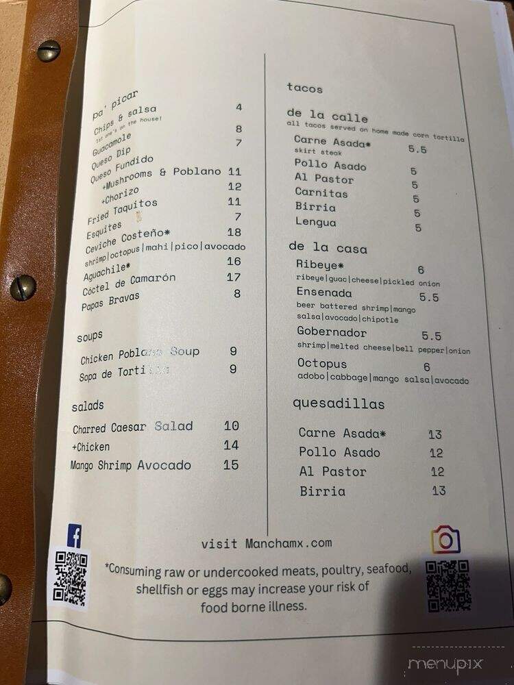 Mancha Cocina Mexicana - Leesburg, VA menu_pic