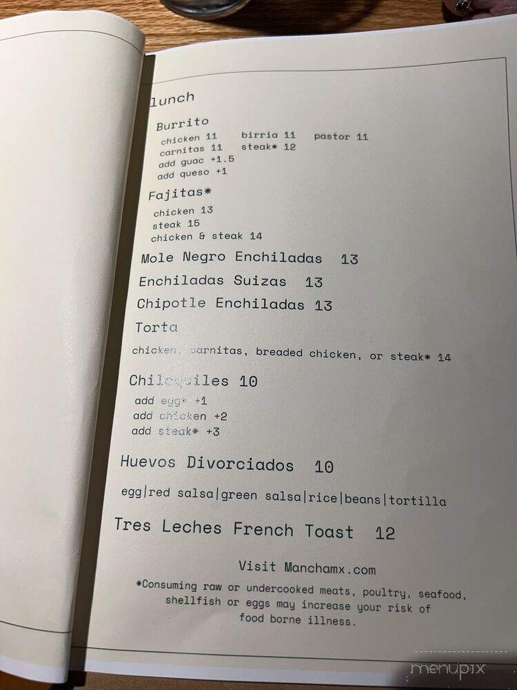 Mancha Cocina Mexicana - Leesburg, VA menu_pic