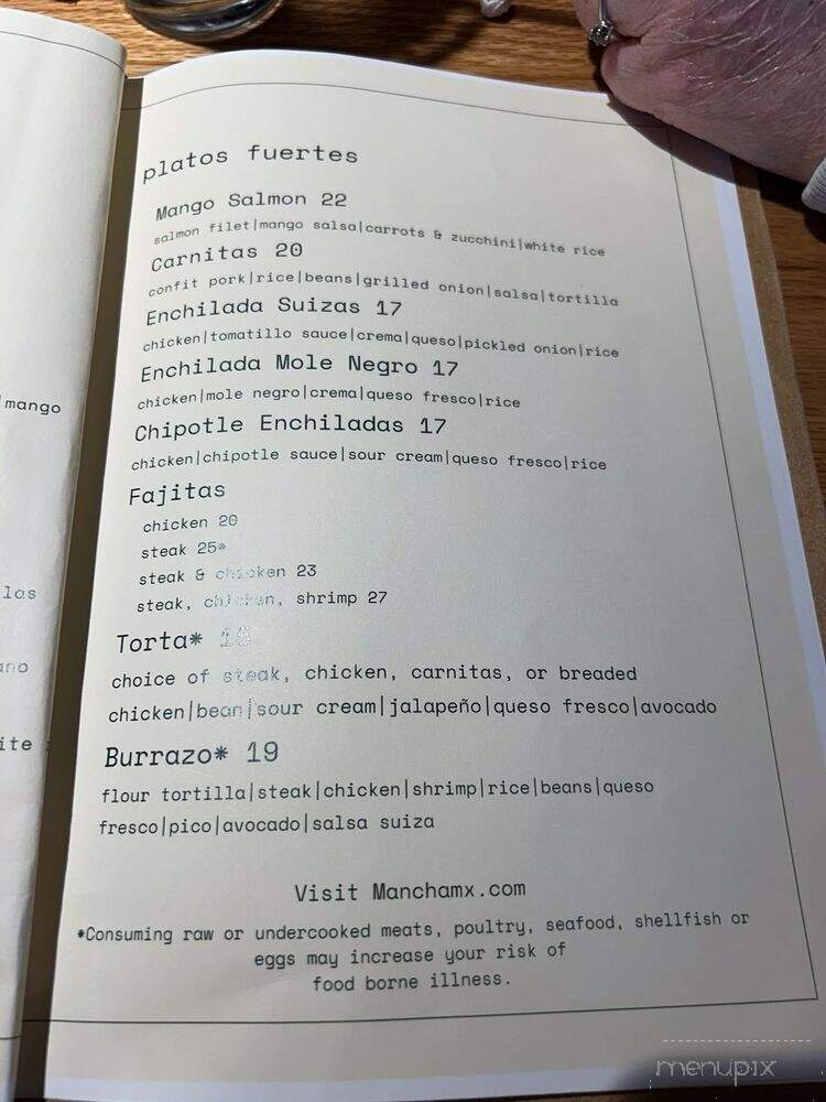 Mancha Cocina Mexicana - Leesburg, VA menu_pic