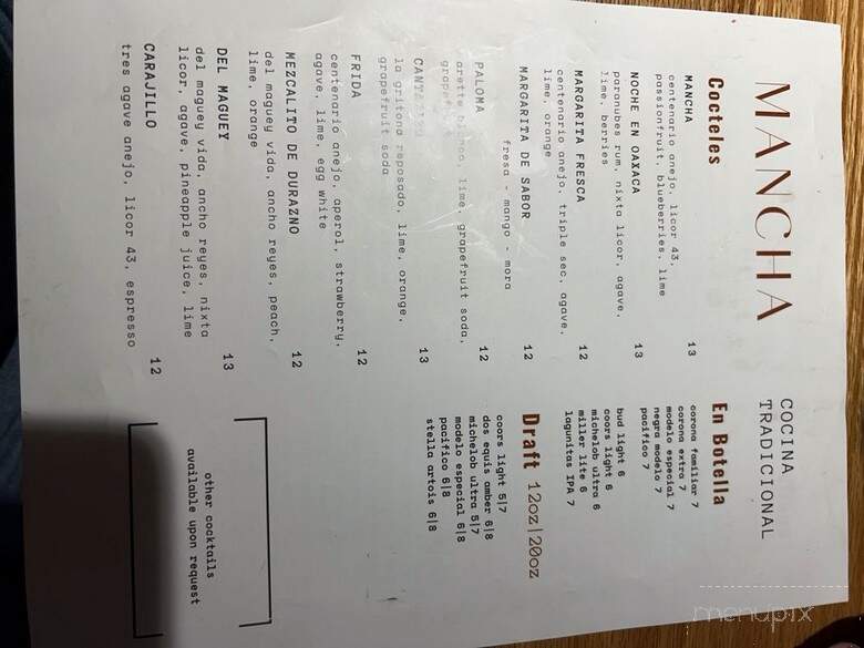 Mancha Cocina Mexicana - Leesburg, VA menu_pic