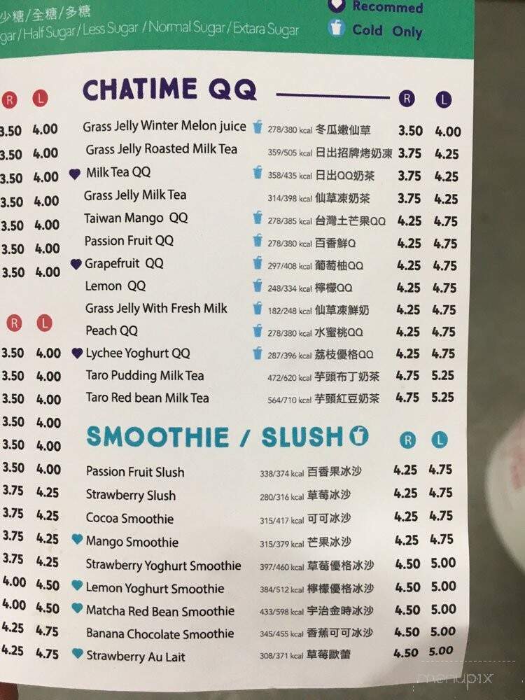 Chatime - Bellevue, WA menu_pic