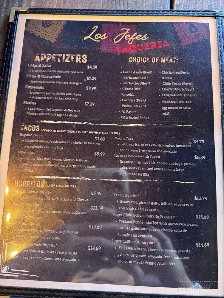 Los Jefes Taqueria - Milpitas, CA menu_pic