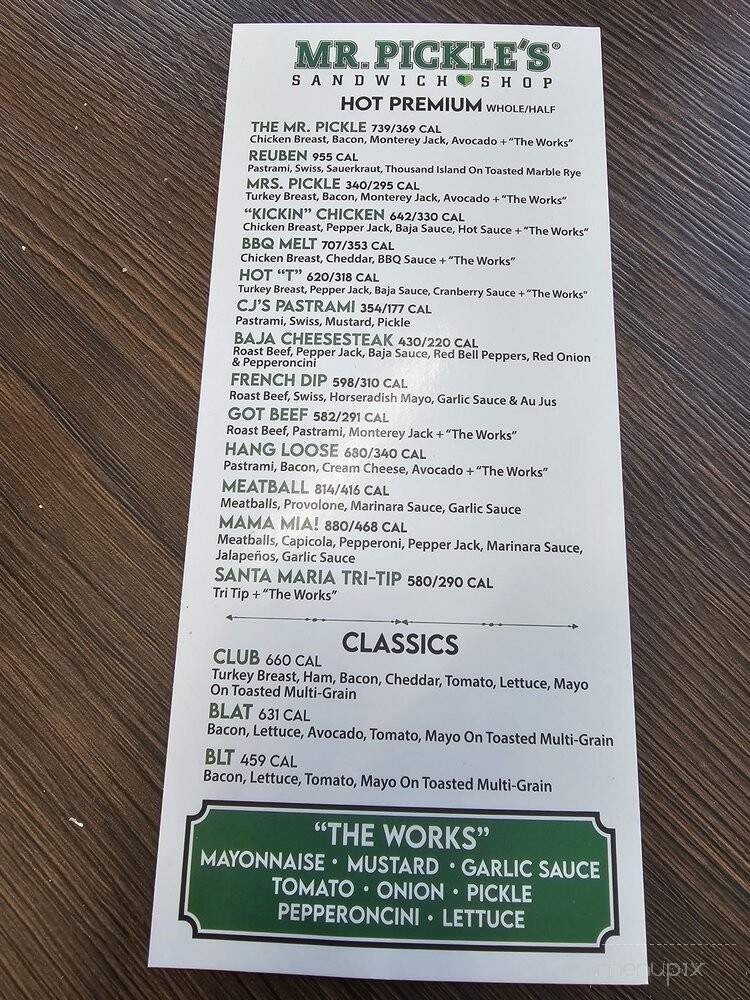 Mr Pickle's Sandwich Shop - Van Nuys, CA menu_pic