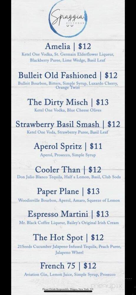 Spiaggia Ristobar - Sneads Ferry, NC menu_pic