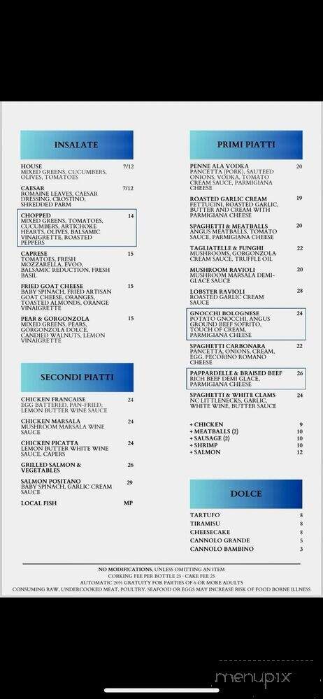 Spiaggia Ristobar - Sneads Ferry, NC menu_pic