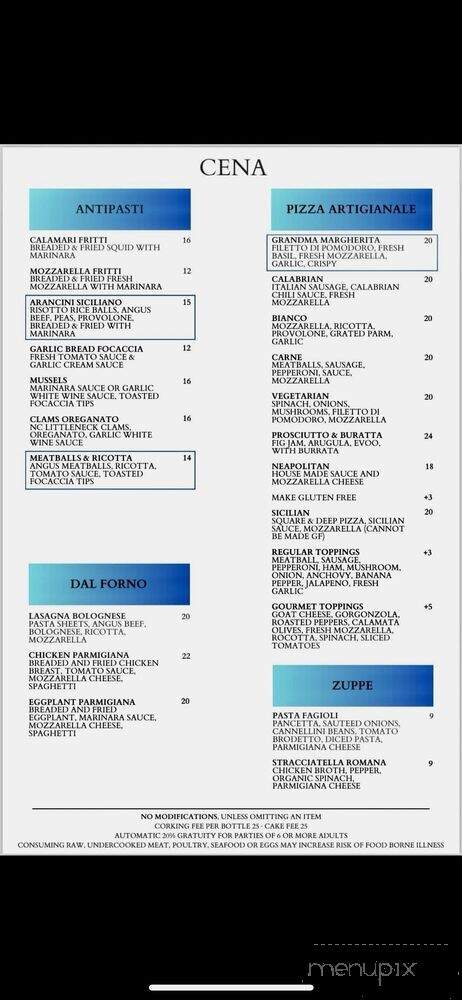 Spiaggia Ristobar - Sneads Ferry, NC menu_pic