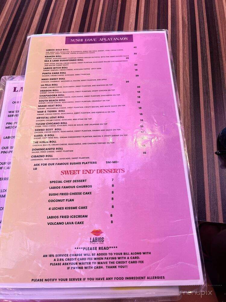 Labios Kitchen & Lounge - Hollywood, FL menu_pic
