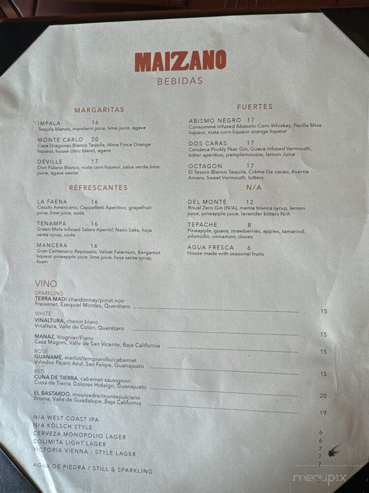 Maizano - Costa Mesa, CA menu_pic
