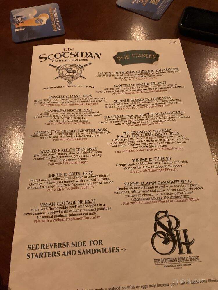 The Scotsman Public House - Waynesville, NC menu_pic
