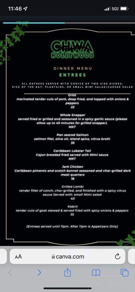 Chwa Hollywood - Hollywood, FL menu_pic