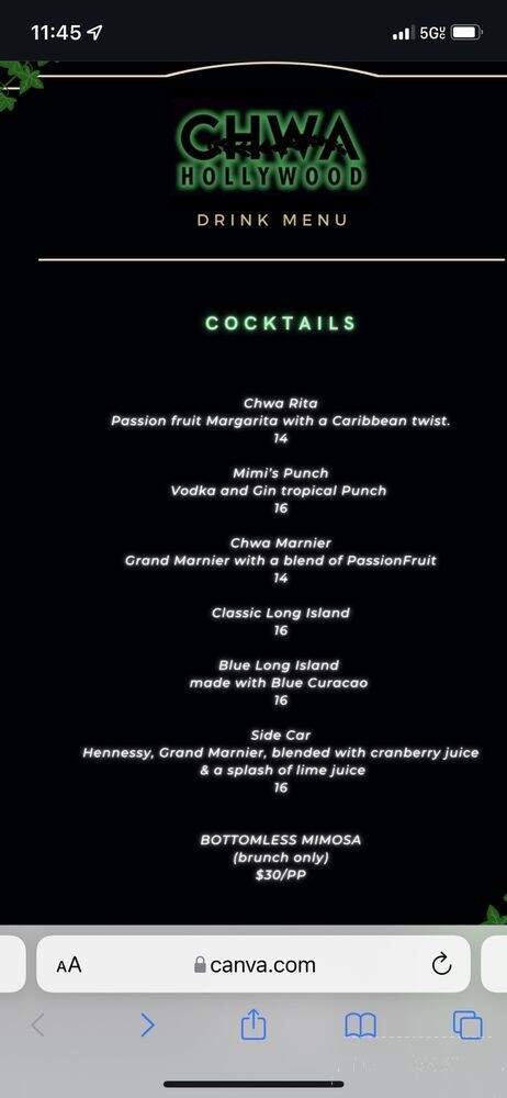 Chwa Hollywood - Hollywood, FL menu_pic