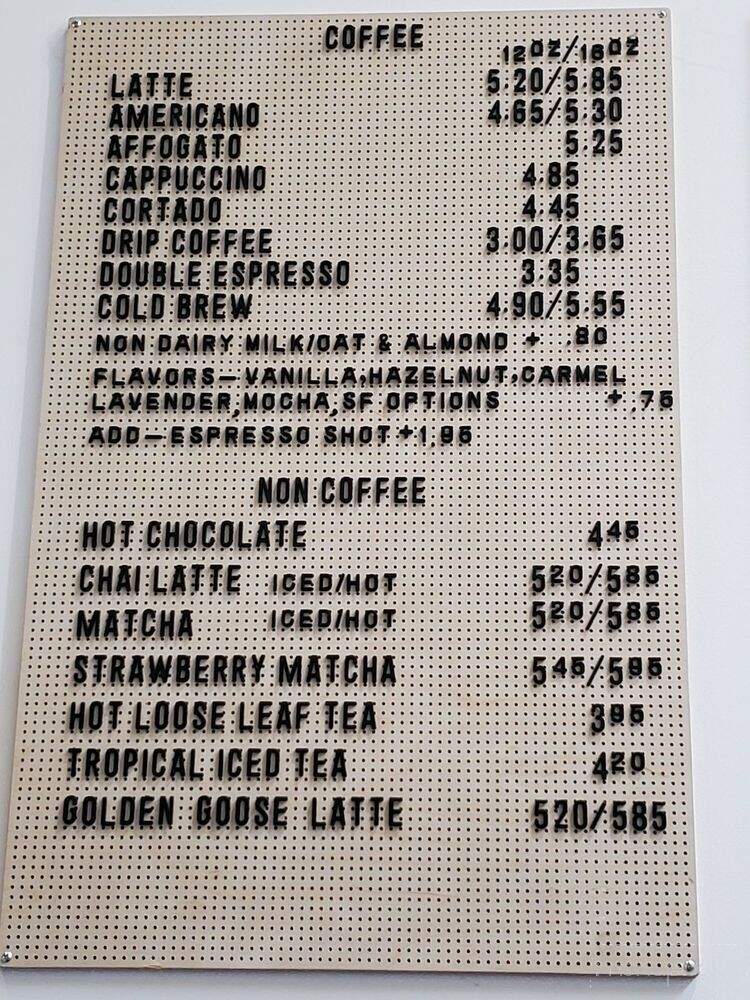 Groovy Goose Coffee - San Carlos, CA menu_pic