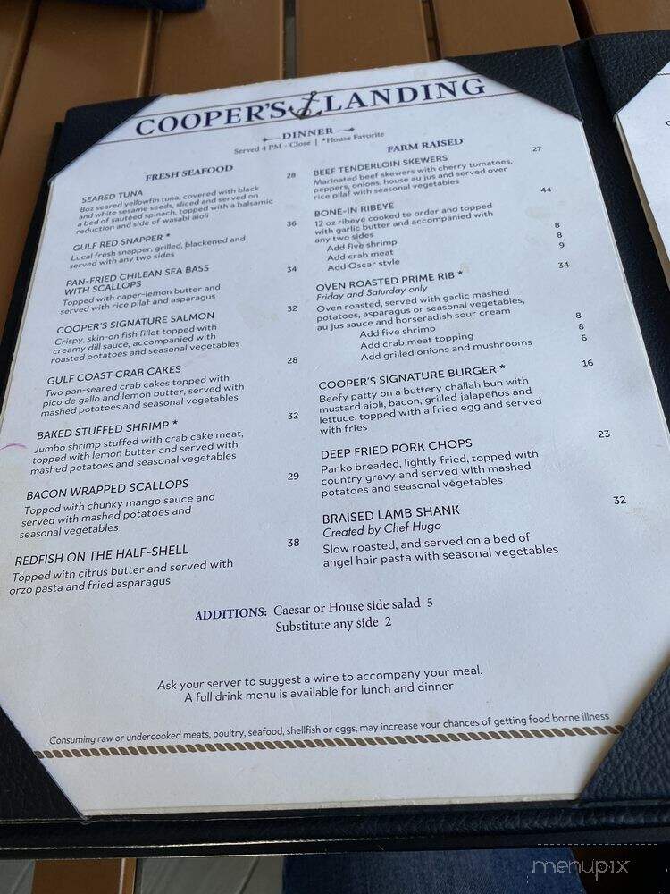 Cooper's Landing - Galveston, TX menu_pic